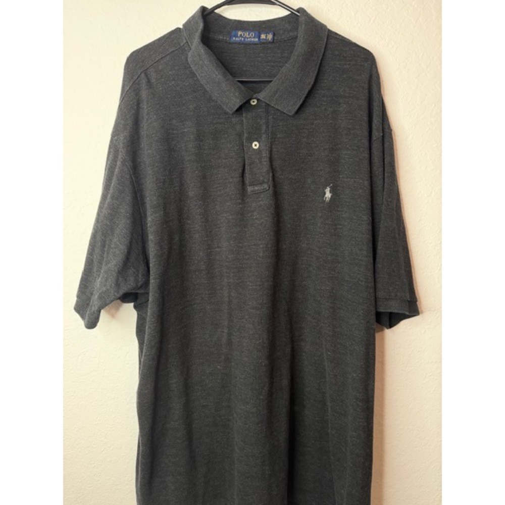 Polo Ralph Lauren Mens 4XLT Charcoal Gray Heather Short Sleeve Pony Polo Shirt